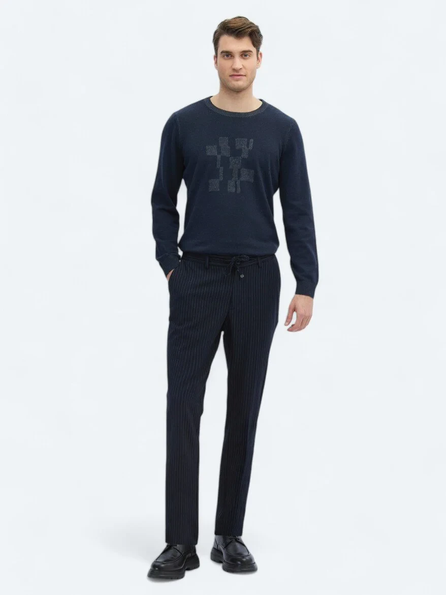 Lacivert Örme Jogging Fit Casual Pantolon - 1