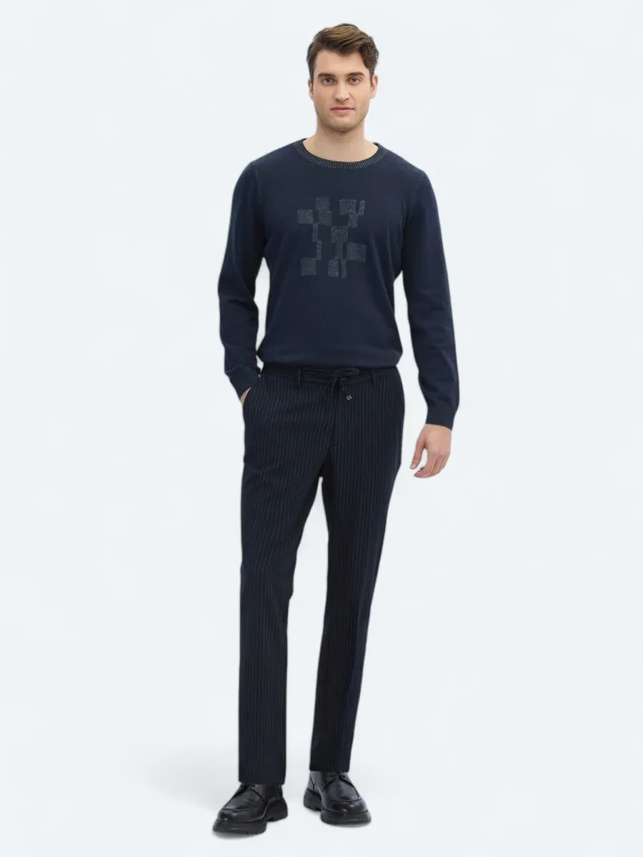 Lacivert Örme Jogging Fit Casual Pantolon - 1