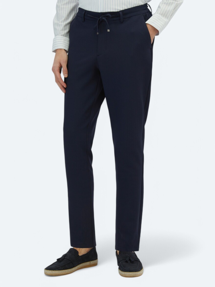 Lacivert Örme Jogging Fit Casual Pantolon - 2