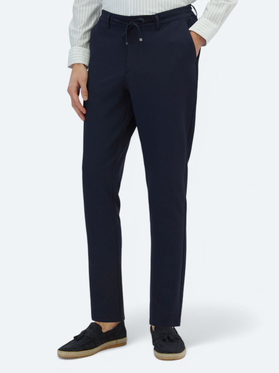 Lacivert Örme Jogging Fit Casual Pantolon - 2