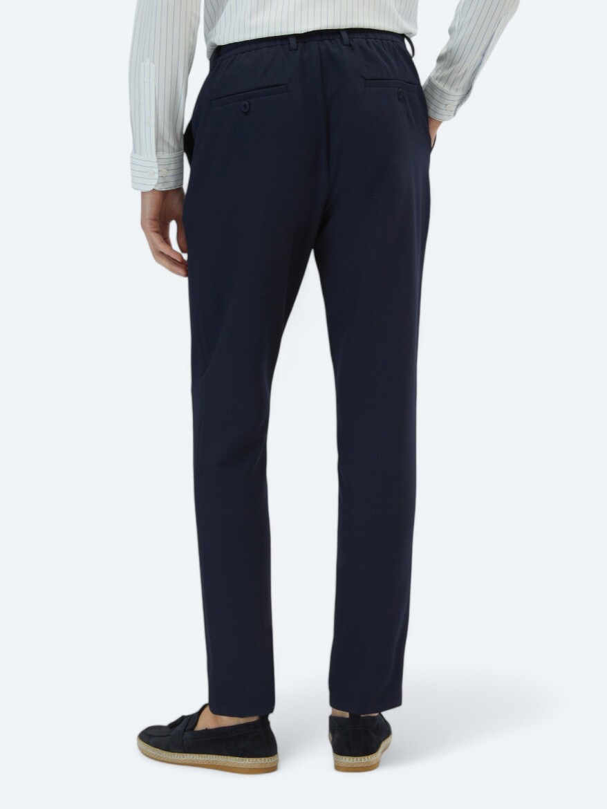 Lacivert Örme Jogging Fit Casual Pantolon - 4