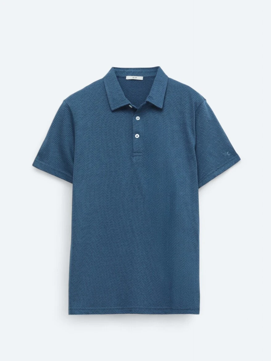 Lacivert Polo Yaka %100 Pamuk T-Shirt - 6