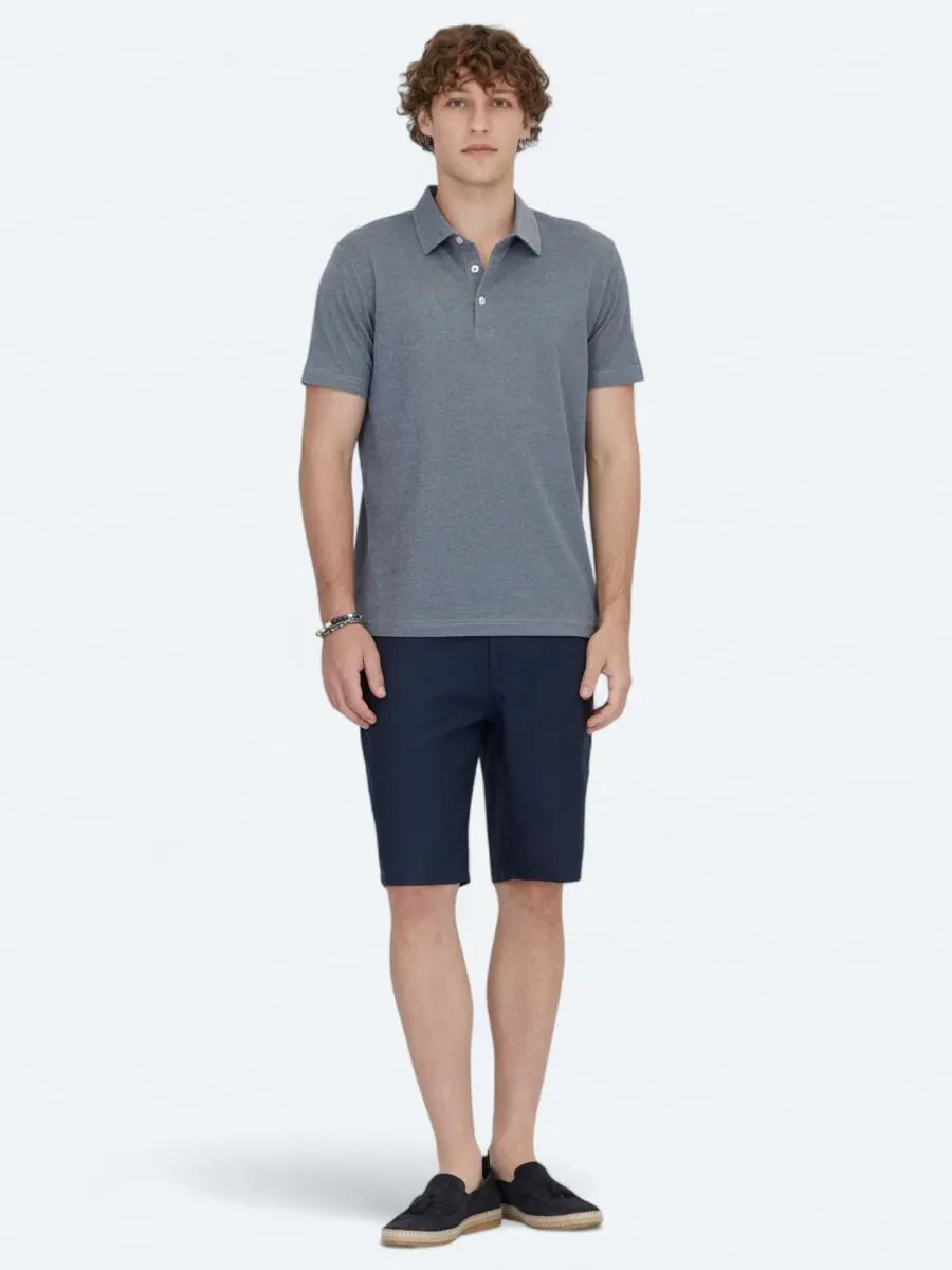 Lacivert Polo Yaka Pamuk Karışımlı T-Shirt - 2
