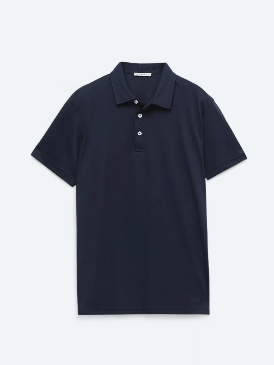Lacivert Polo Yaka Pamuk Karışımlı T-Shirt - 6