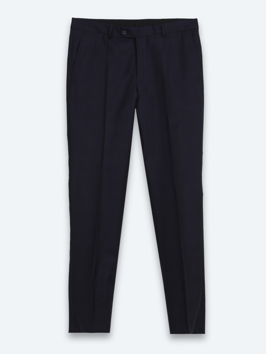 Lacivert Potikare Modern Fit %100 Yün Takım Elbise - 8