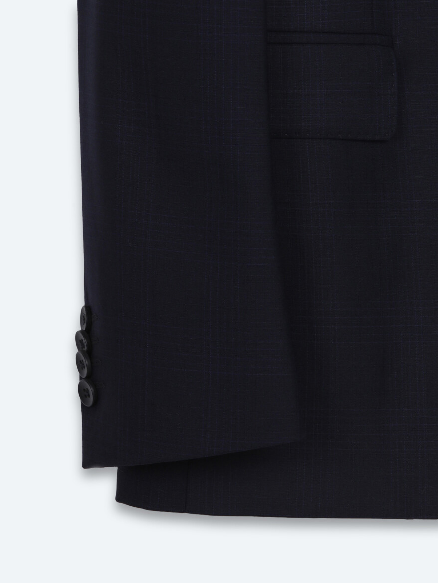 Lacivert Potikare Modern Fit %100 Yün Takım Elbise - 10