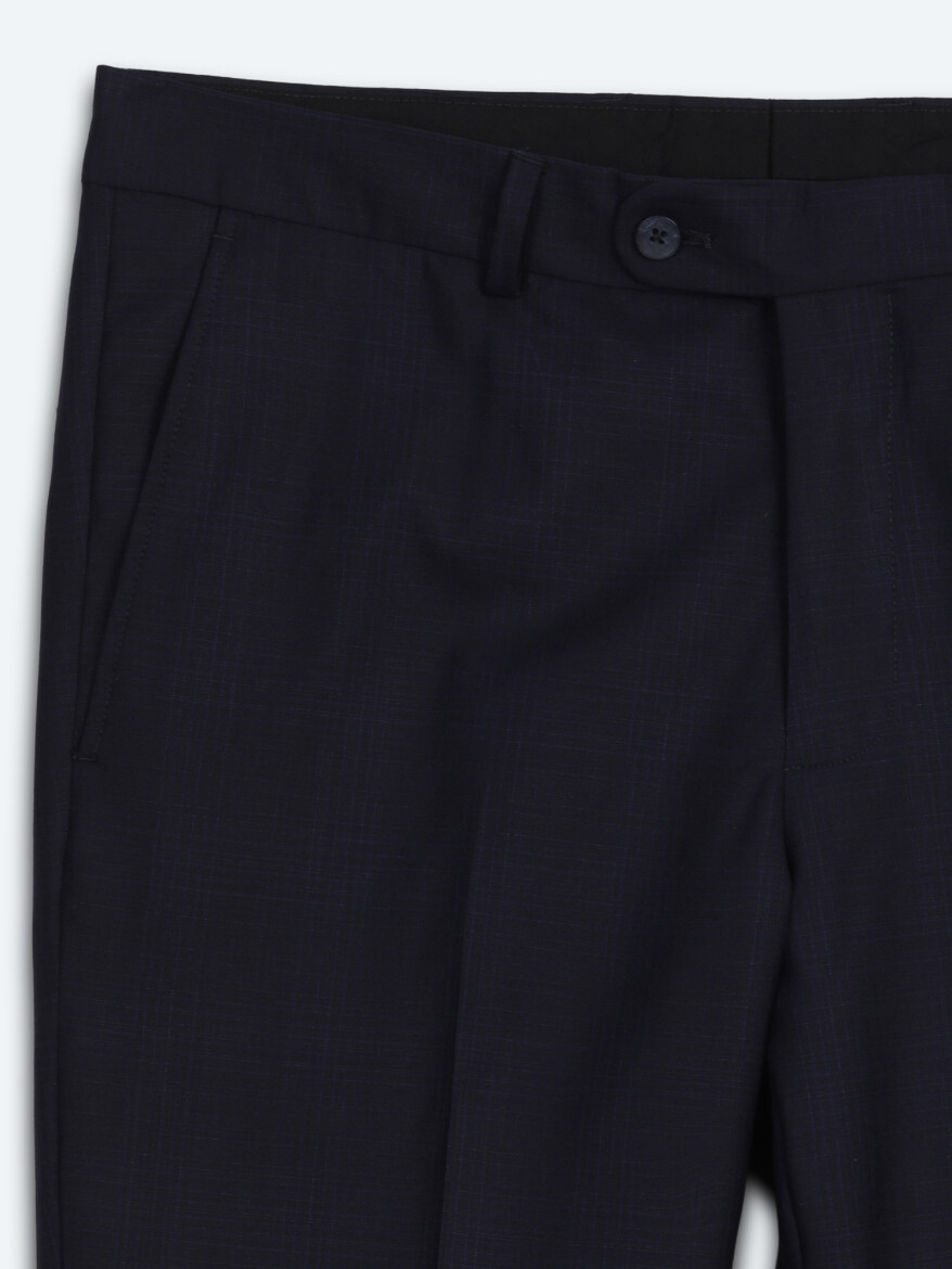 Lacivert Potikare Modern Fit %100 Yün Takım Elbise - 11