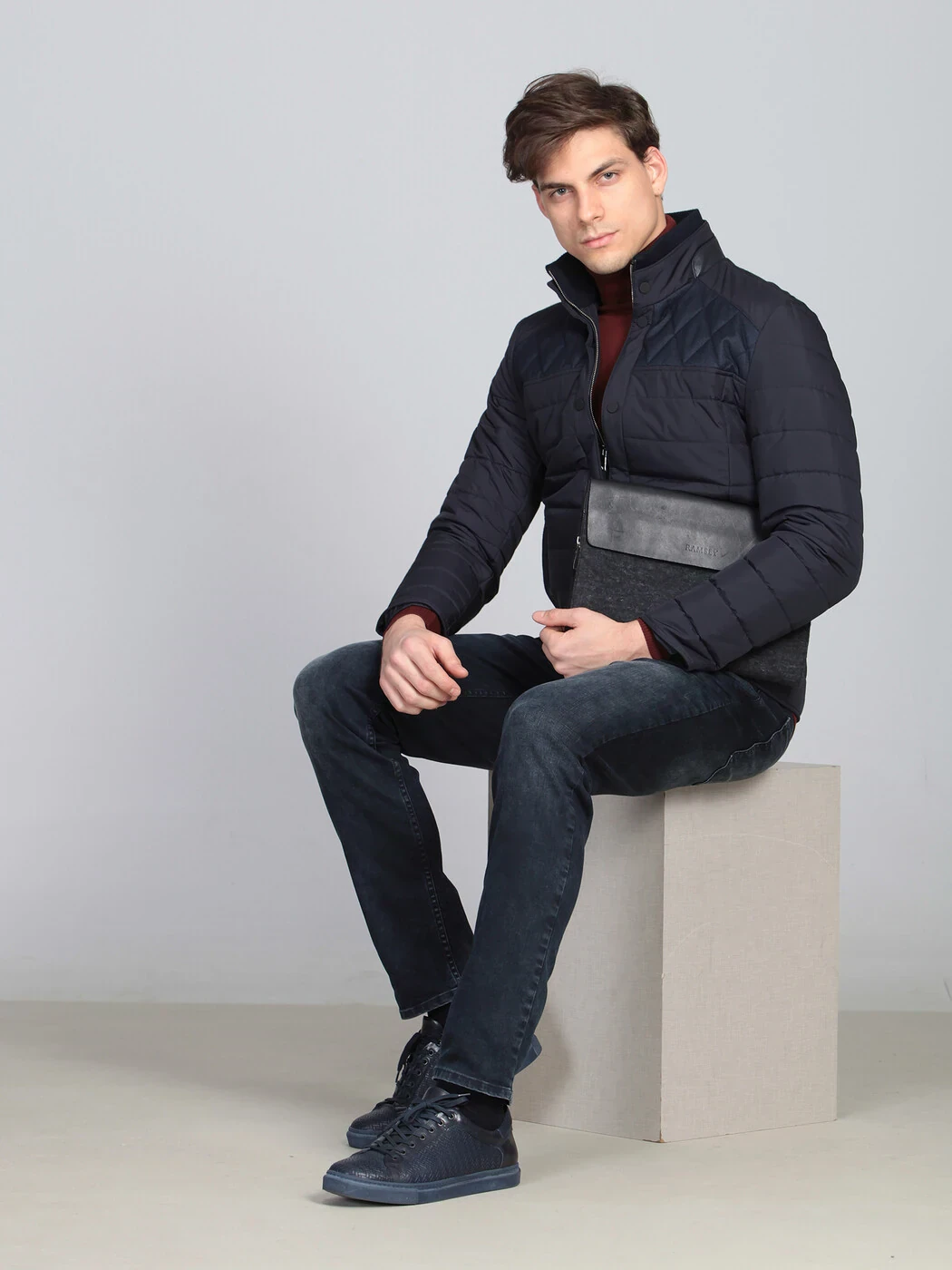 Lacivert Regular Fit Casual Dokuma Mont - 3