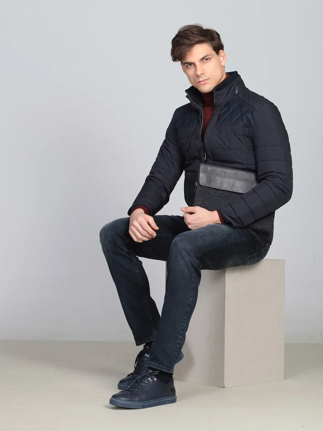 Lacivert Regular Fit Casual Dokuma Mont - 3