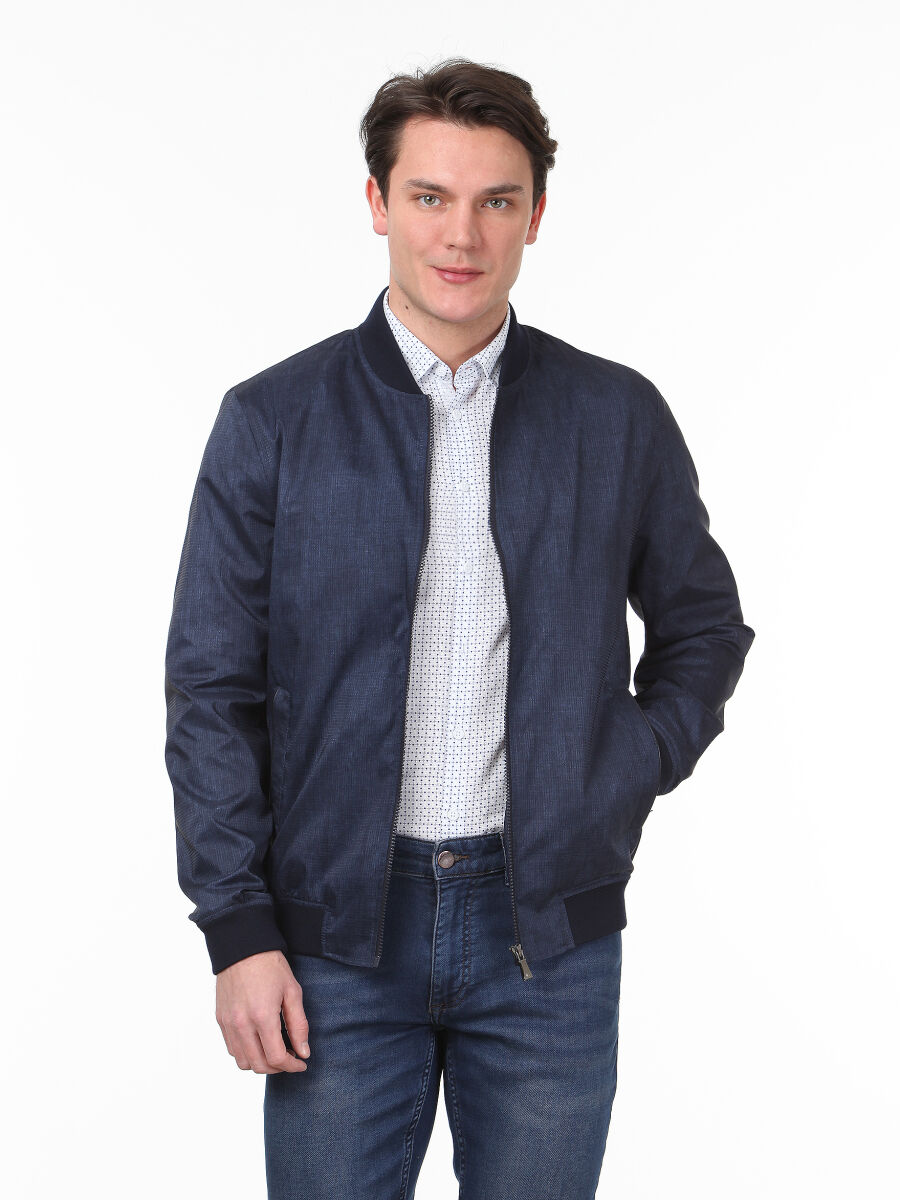 Lacivert Regular Fit Casual Dokuma Mont - 1