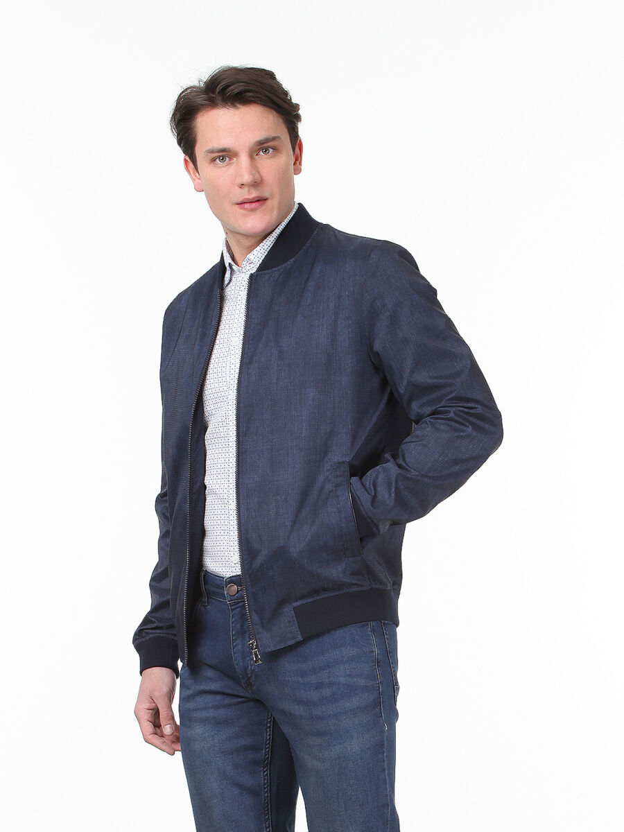 Lacivert Regular Fit Casual Dokuma Mont - 2