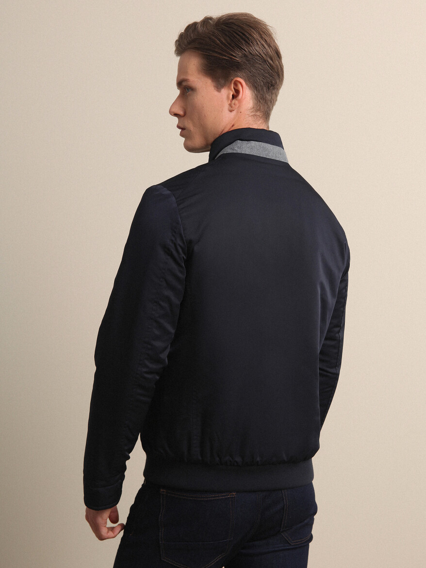 Lacivert Regular Fit Casual Dokuma Mont - 4