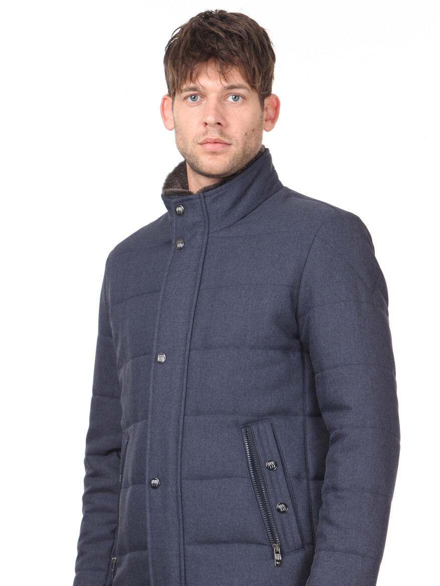 Lacivert Regular Fit Casual Dokuma Mont - 2