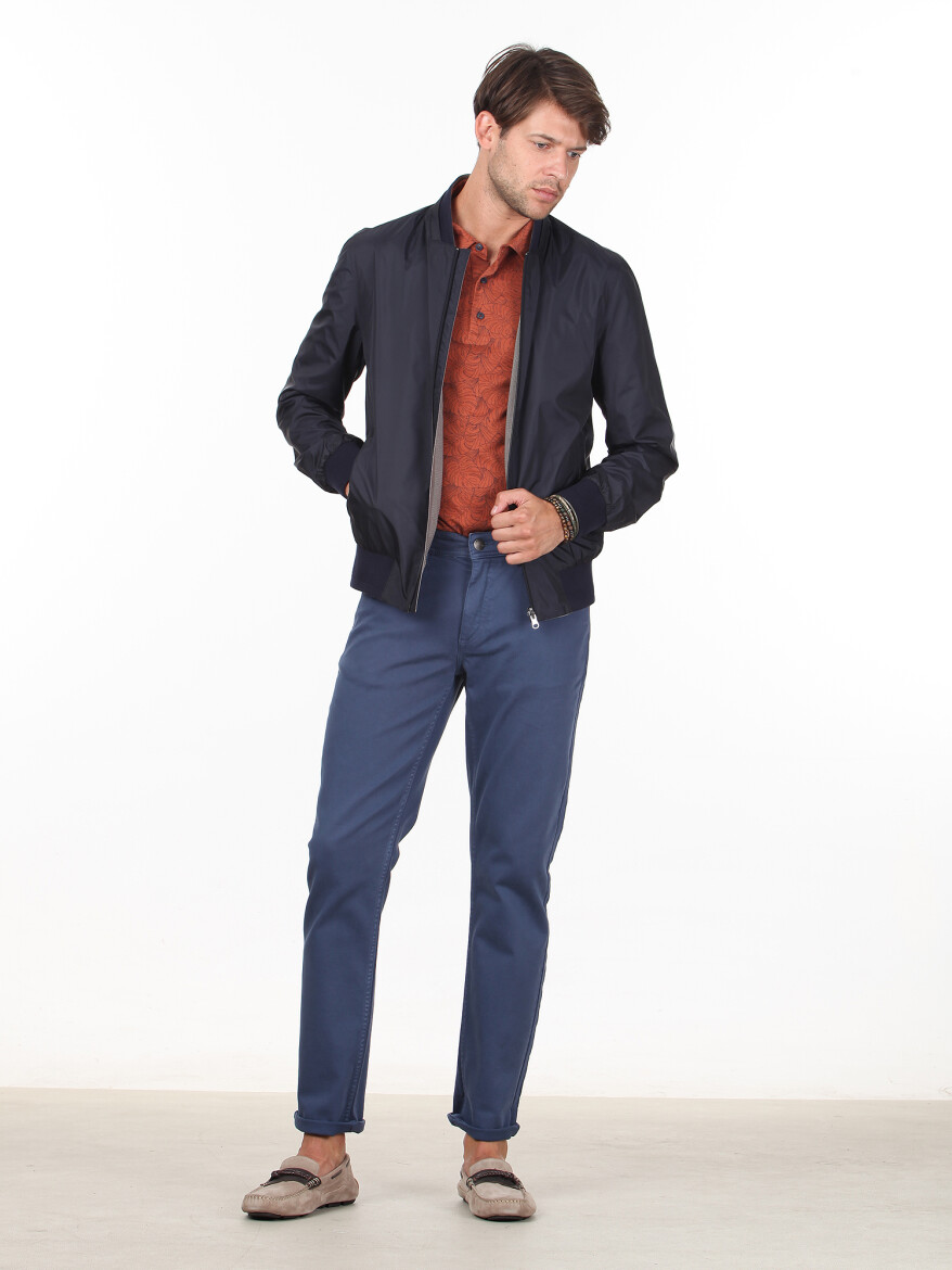 Lacivert Regular Fit Casual Dokuma Mont - 5