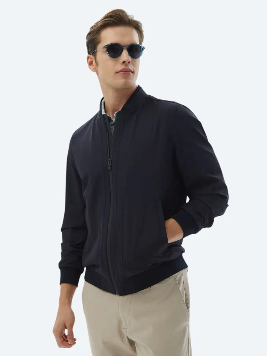 Lacivert Regular Fit Casual Dokuma Mont - 1