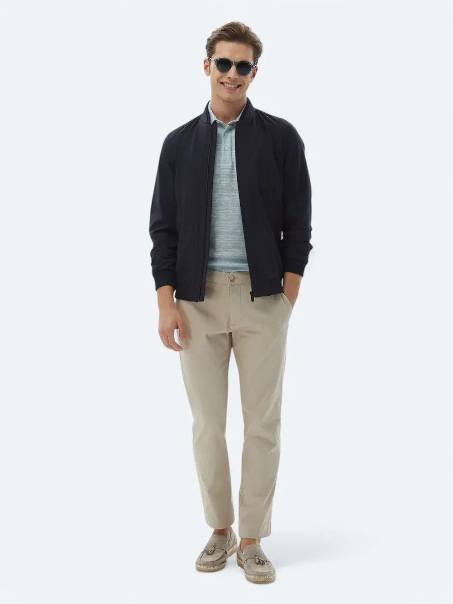 Lacivert Regular Fit Casual Dokuma Mont - 2