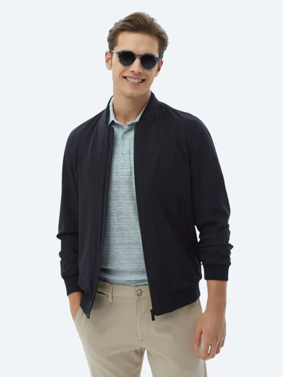 Lacivert Regular Fit Casual Dokuma Mont - 3