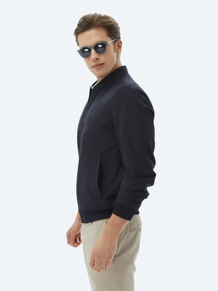 Lacivert Regular Fit Casual Dokuma Mont - 4