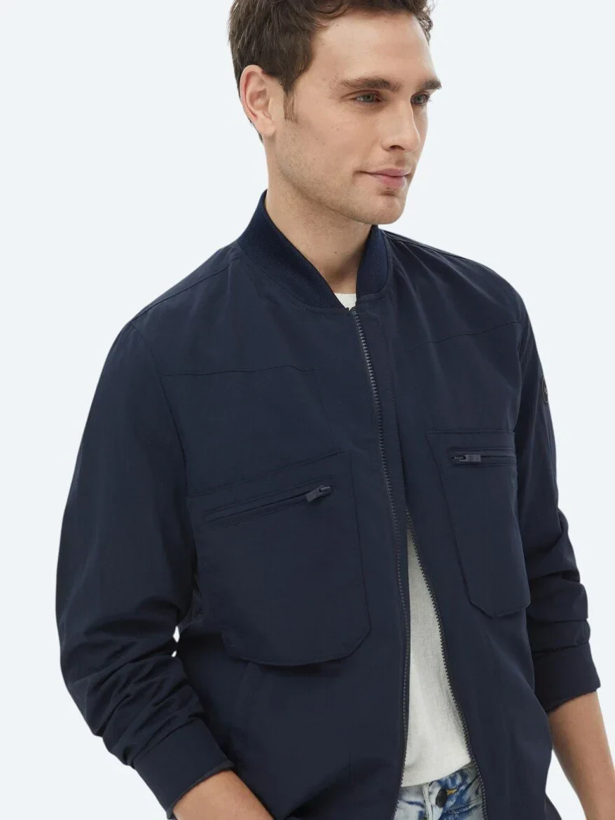 Lacivert Regular Fit Casual Dokuma Mont - 4