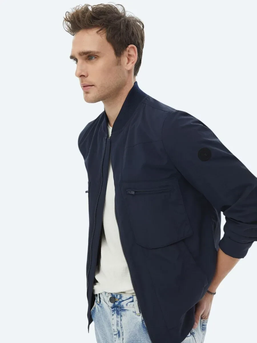 Lacivert Regular Fit Casual Dokuma Mont - 6
