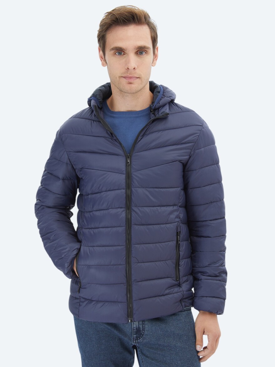 Lacivert Regular Fit Casual Dokuma Mont - 1