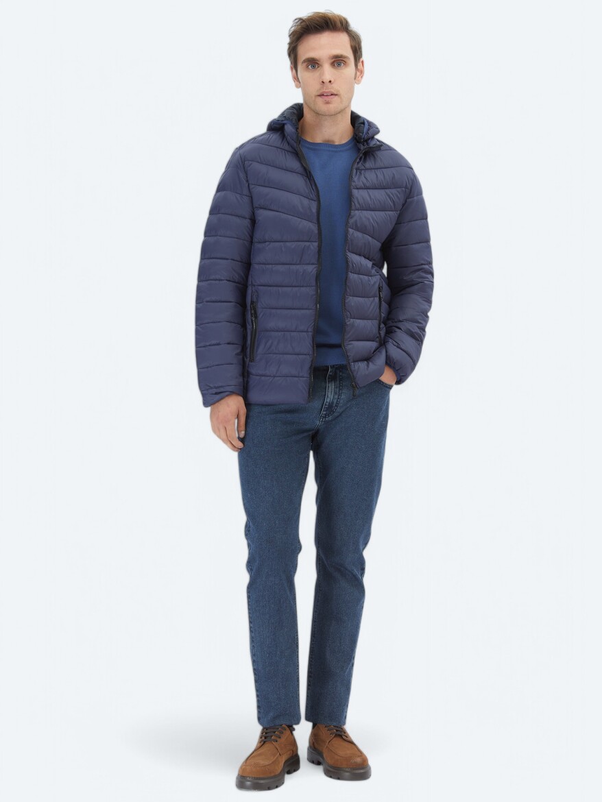 Lacivert Regular Fit Casual Dokuma Mont - 2