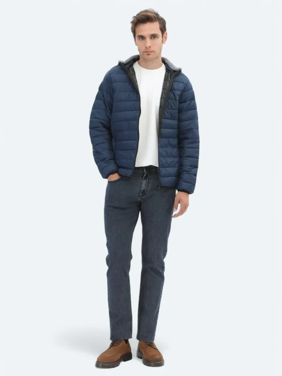 Lacivert Regular Fit Casual Dokuma Mont - 2