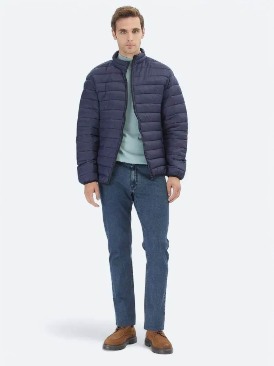 Lacivert Regular Fit Casual Dokuma Mont - 2
