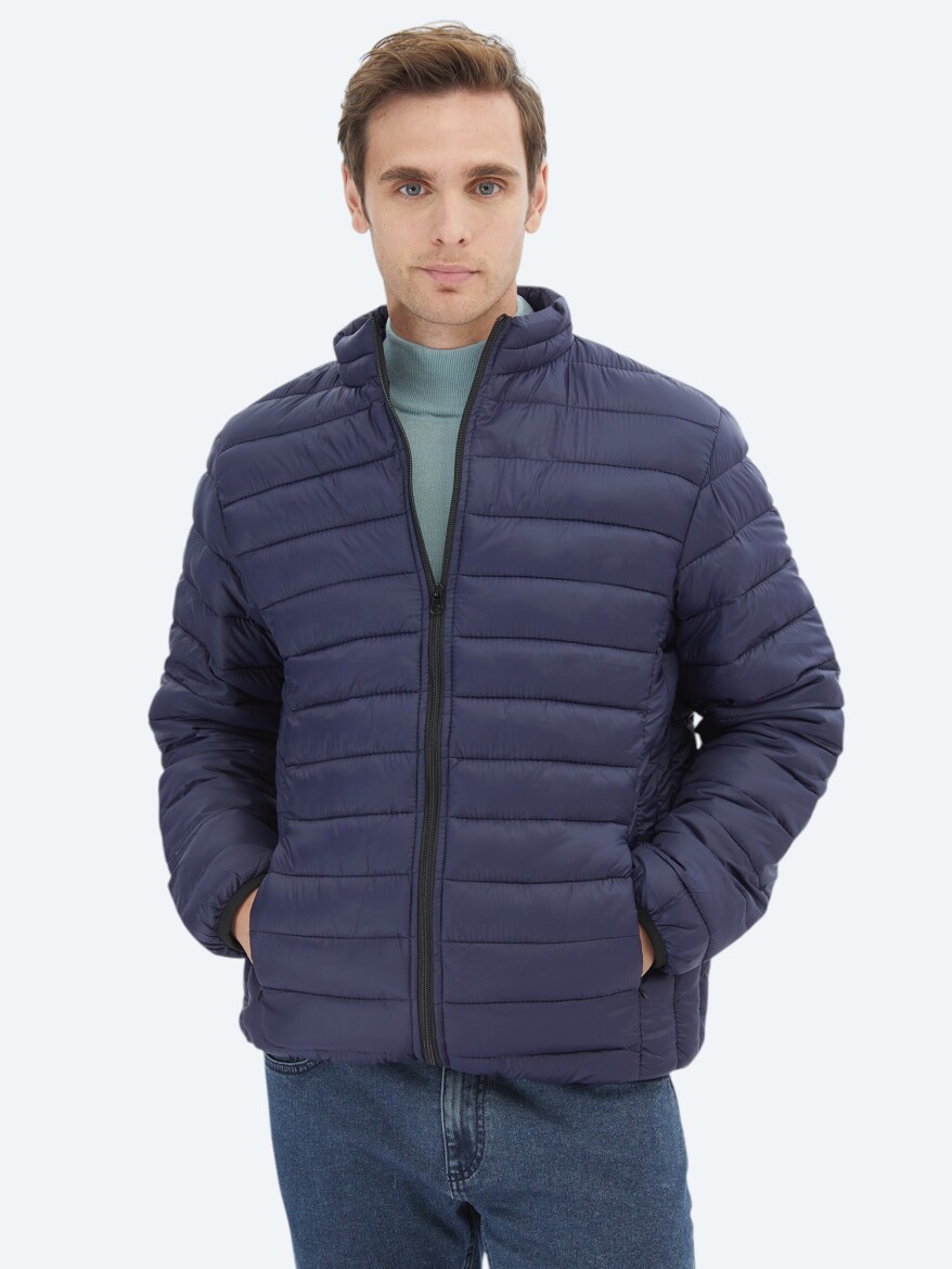 Lacivert Regular Fit Casual Dokuma Mont - 1