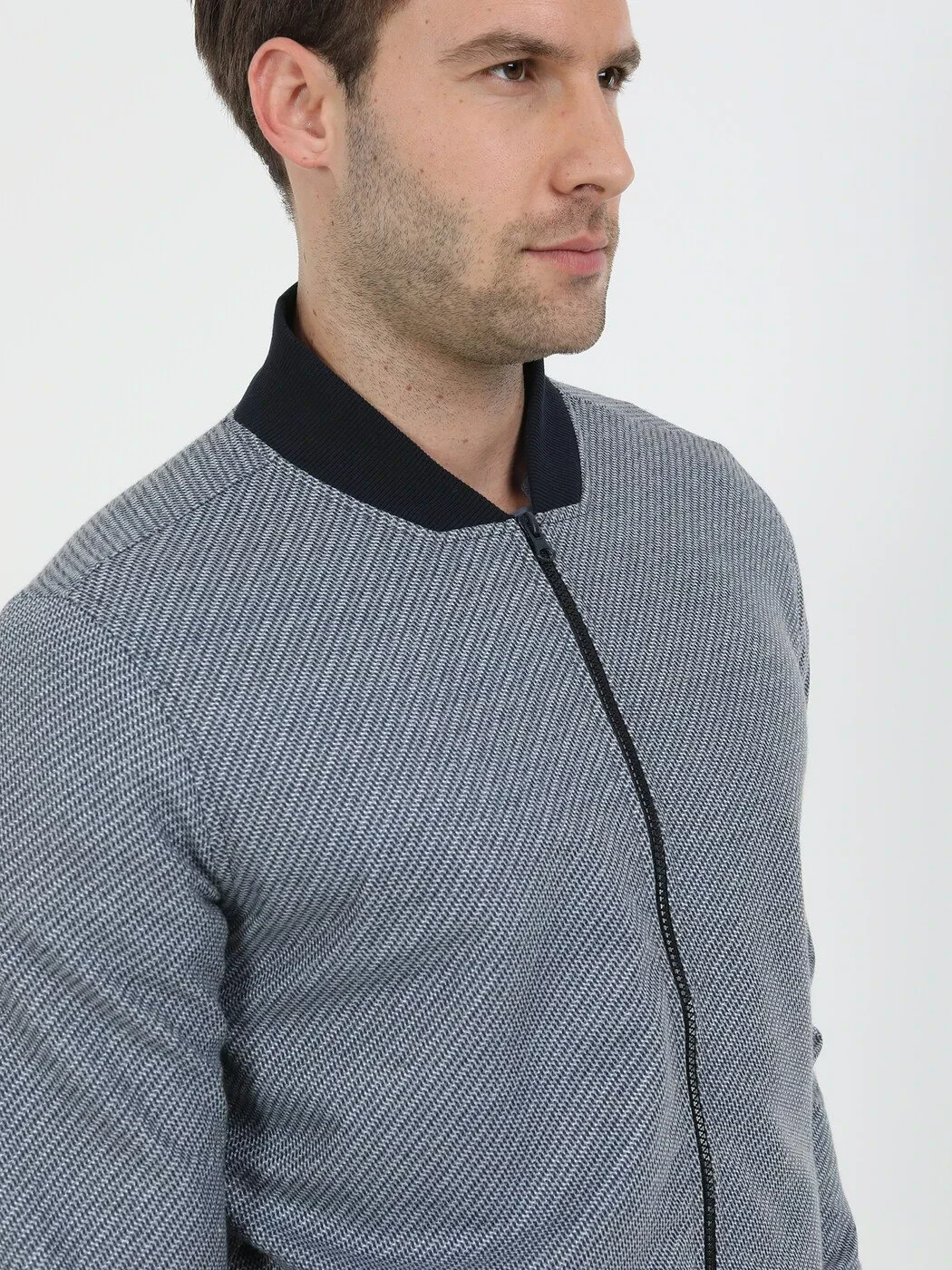 Lacivert Regular Fit Casual Örme Mont - 3
