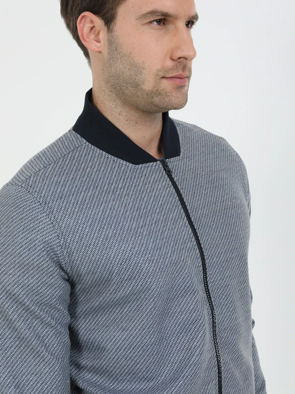 Lacivert Regular Fit Casual Örme Mont - 3