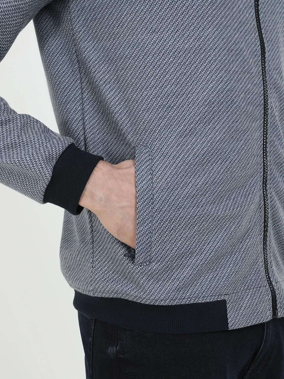 Lacivert Regular Fit Casual Örme Mont - 4