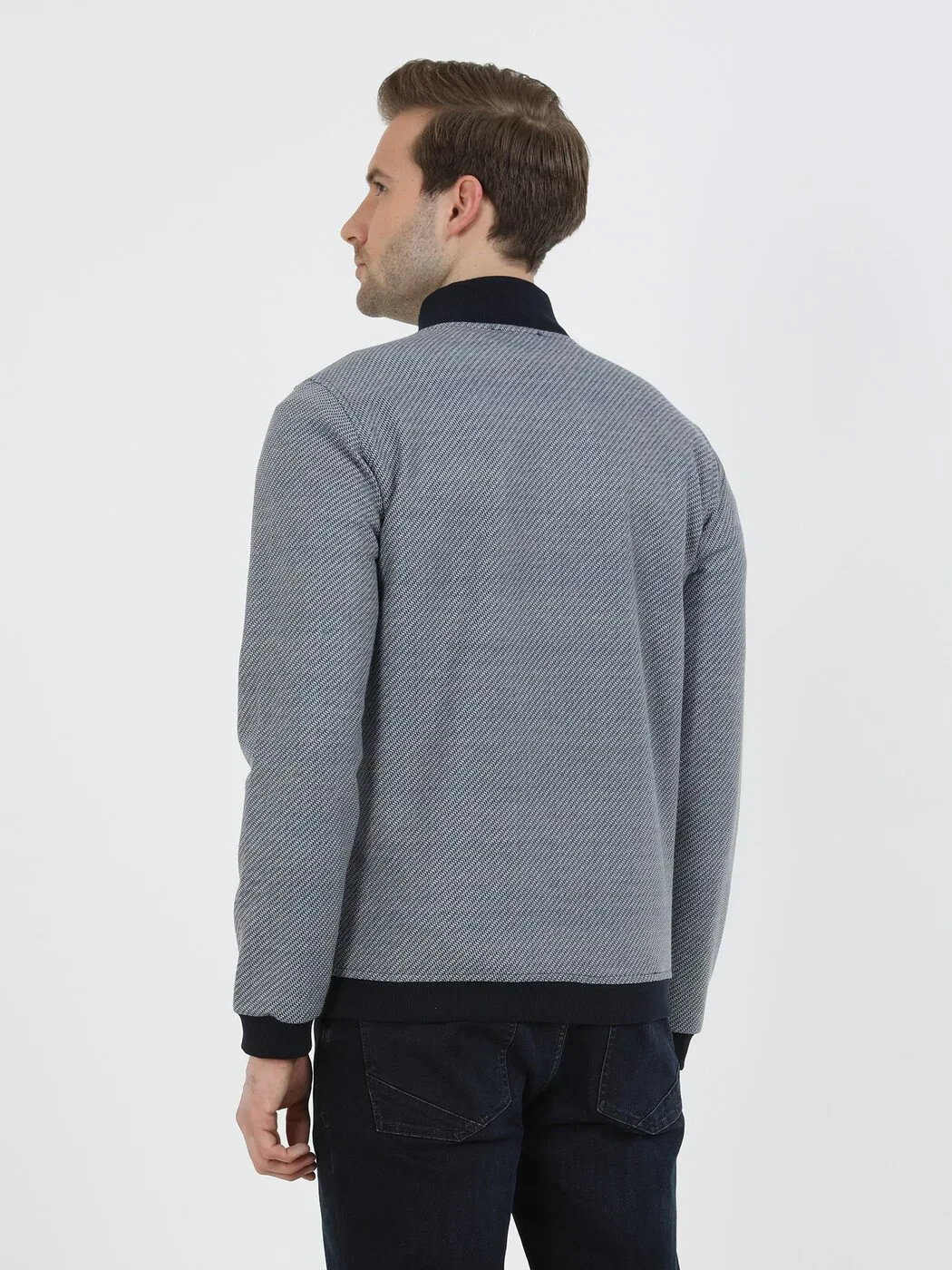 Lacivert Regular Fit Casual Örme Mont - 5