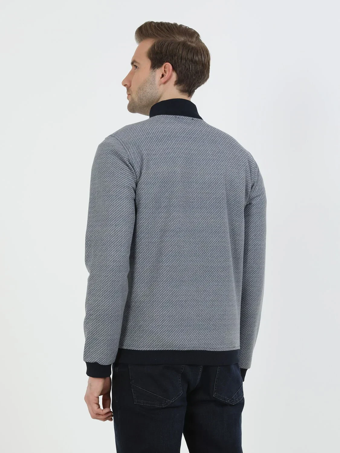 Lacivert Regular Fit Casual Örme Mont - 5