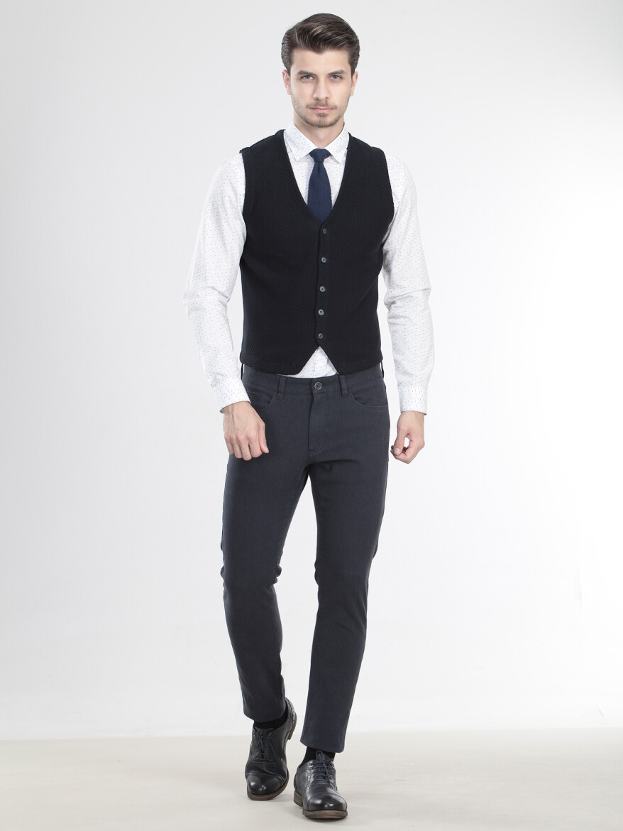 Lacivert Regular Fit Casual Örme Triko Yelek - 3