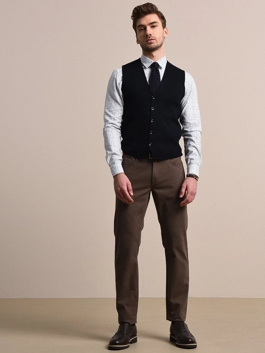 Lacivert Regular Fit Casual Örme Triko Yelek - 2