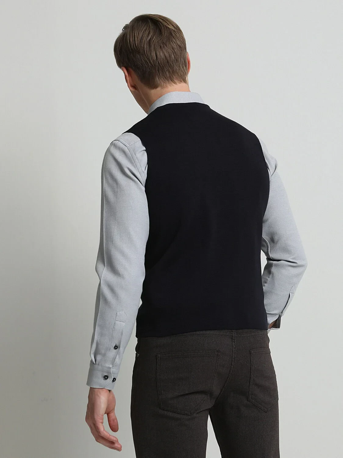 Lacivert Regular Fit Casual Örme Triko Yelek - 4
