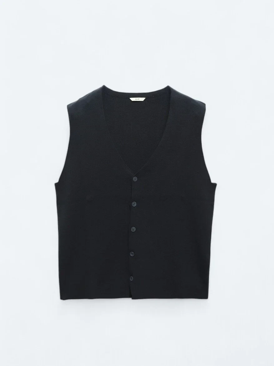 Lacivert Regular Fit Casual Örme Triko Yelek - 5