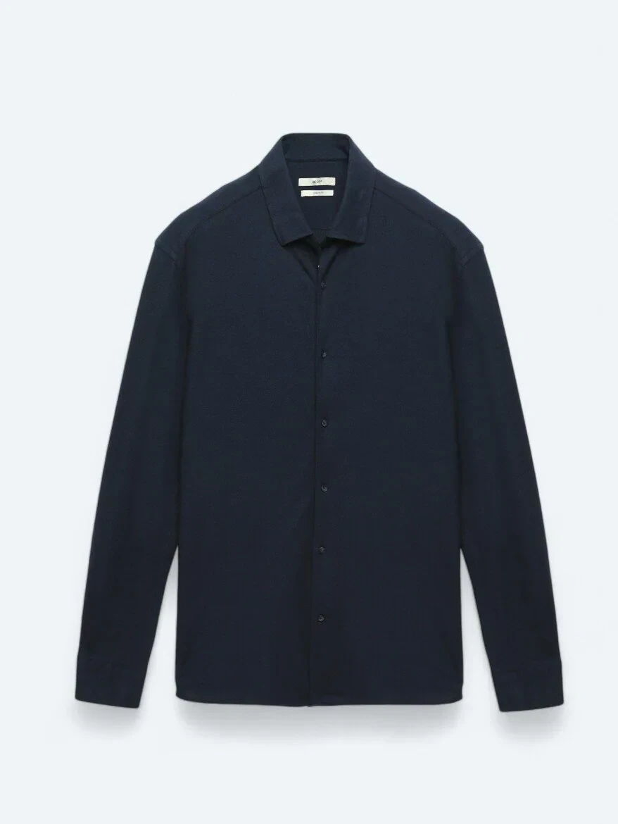 Lacivert Regular Fit Casual Pamuk Karışımlı Gömlek - 6