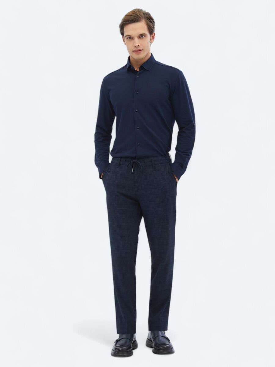 Lacivert Regular Fit Casual Pamuk Karışımlı Gömlek - 2