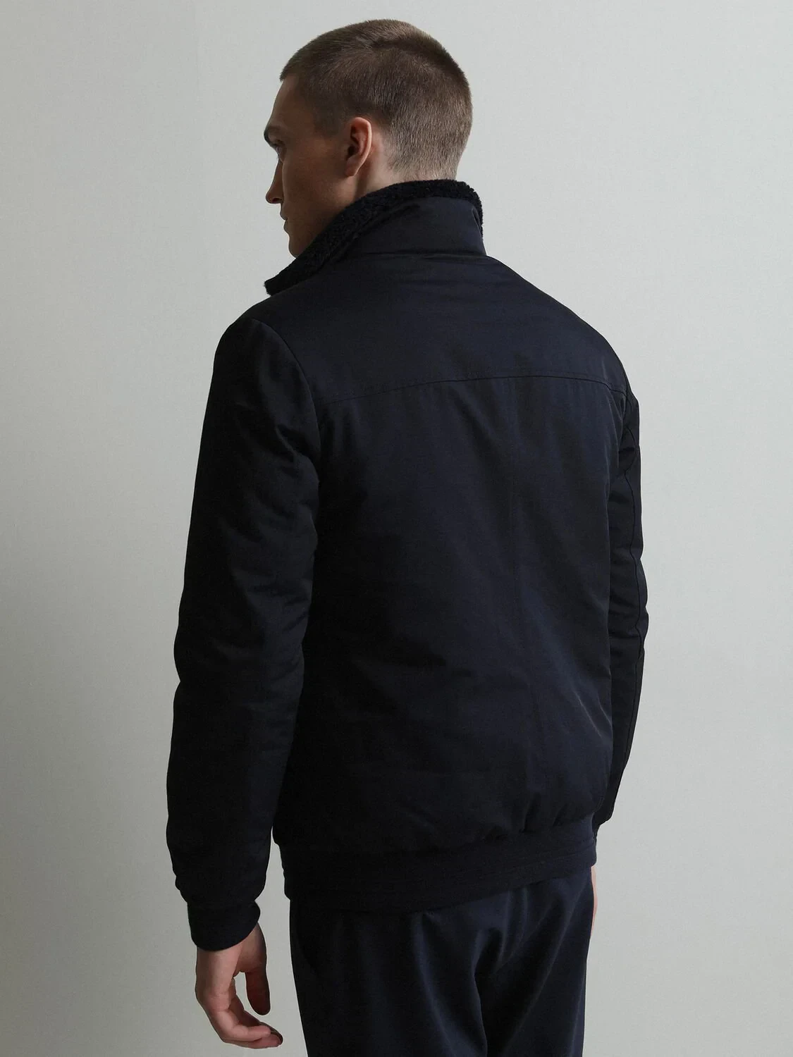 Lacivert Regular Fit Dik Yaka Casual Dokuma Mont - 5