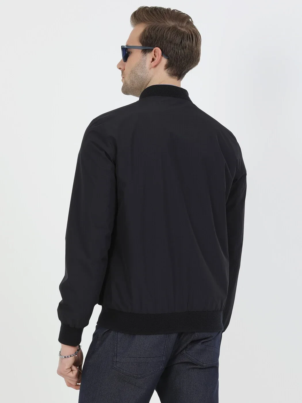 Lacivert Regular Fit Dik Yaka Casual Dokuma Mont - 5