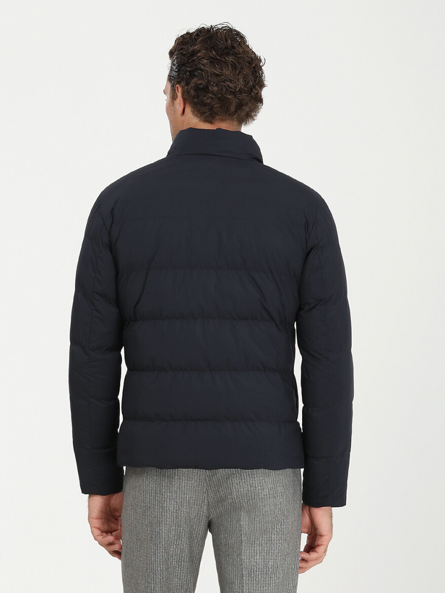 Lacivert Regular Fit Dik Yaka Casual Dokuma Mont - 6