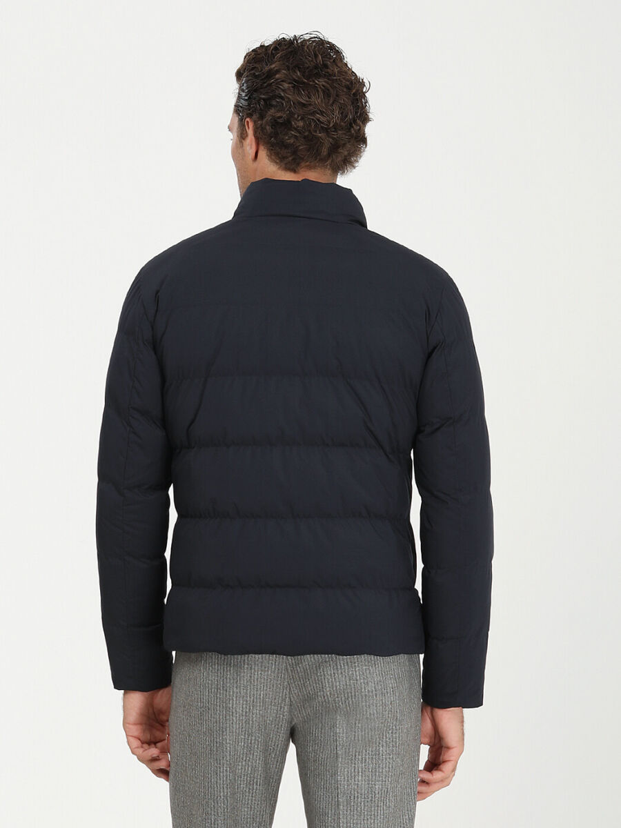 Lacivert Regular Fit Dik Yaka Casual Dokuma Mont - 6