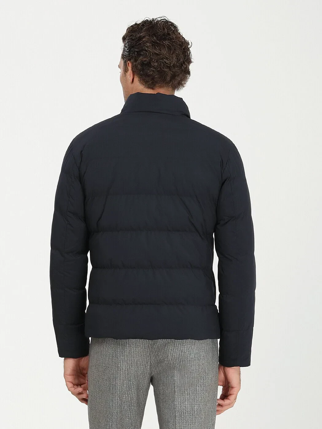 Lacivert Regular Fit Dik Yaka Casual Dokuma Mont - 6