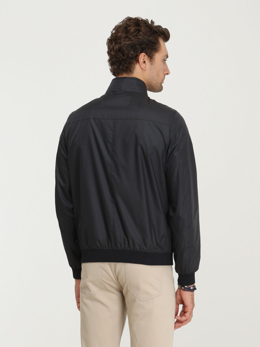 Lacivert Regular Fit Dik Yaka Casual Dokuma Mont - 4