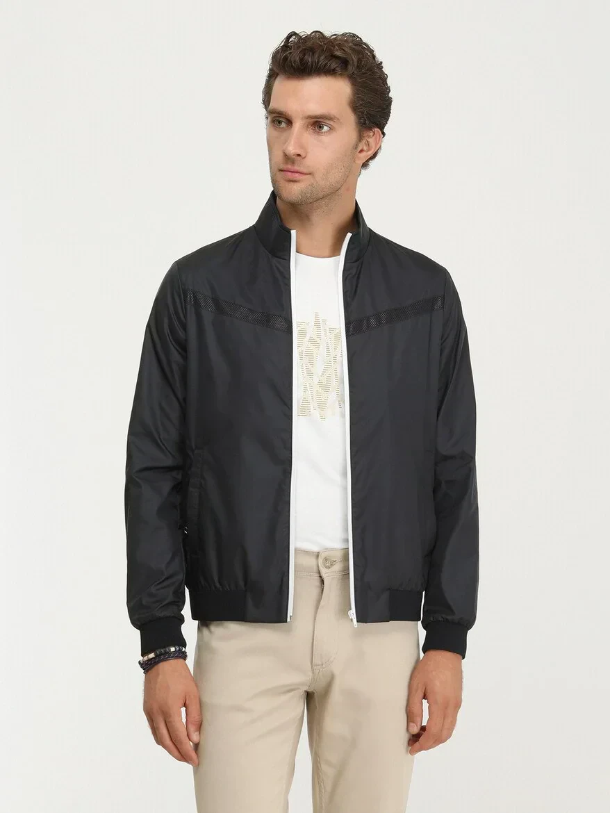 Lacivert Regular Fit Dik Yaka Casual Dokuma Mont - 1