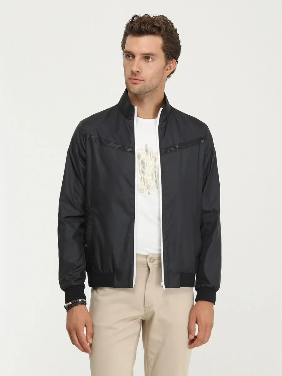 Lacivert Regular Fit Dik Yaka Casual Dokuma Mont - 1