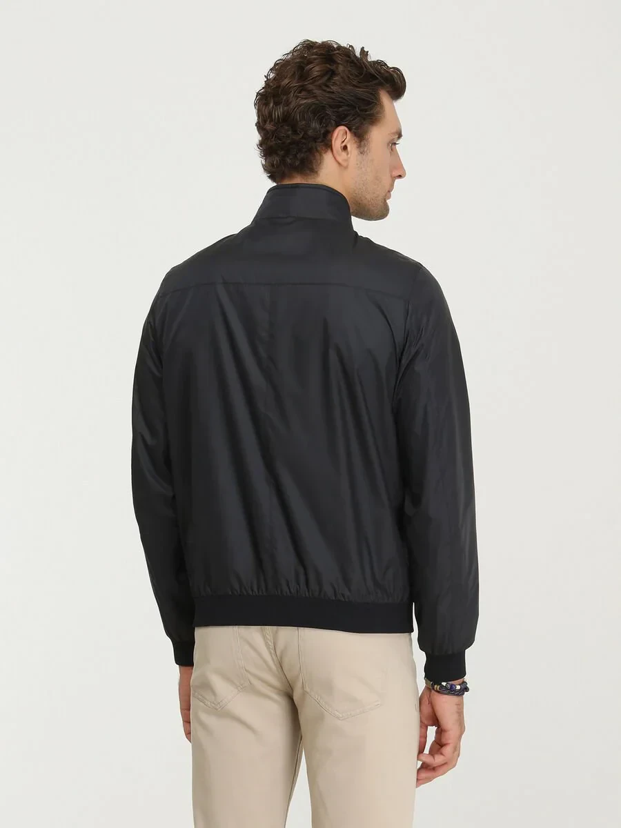 Lacivert Regular Fit Dik Yaka Casual Dokuma Mont - 5