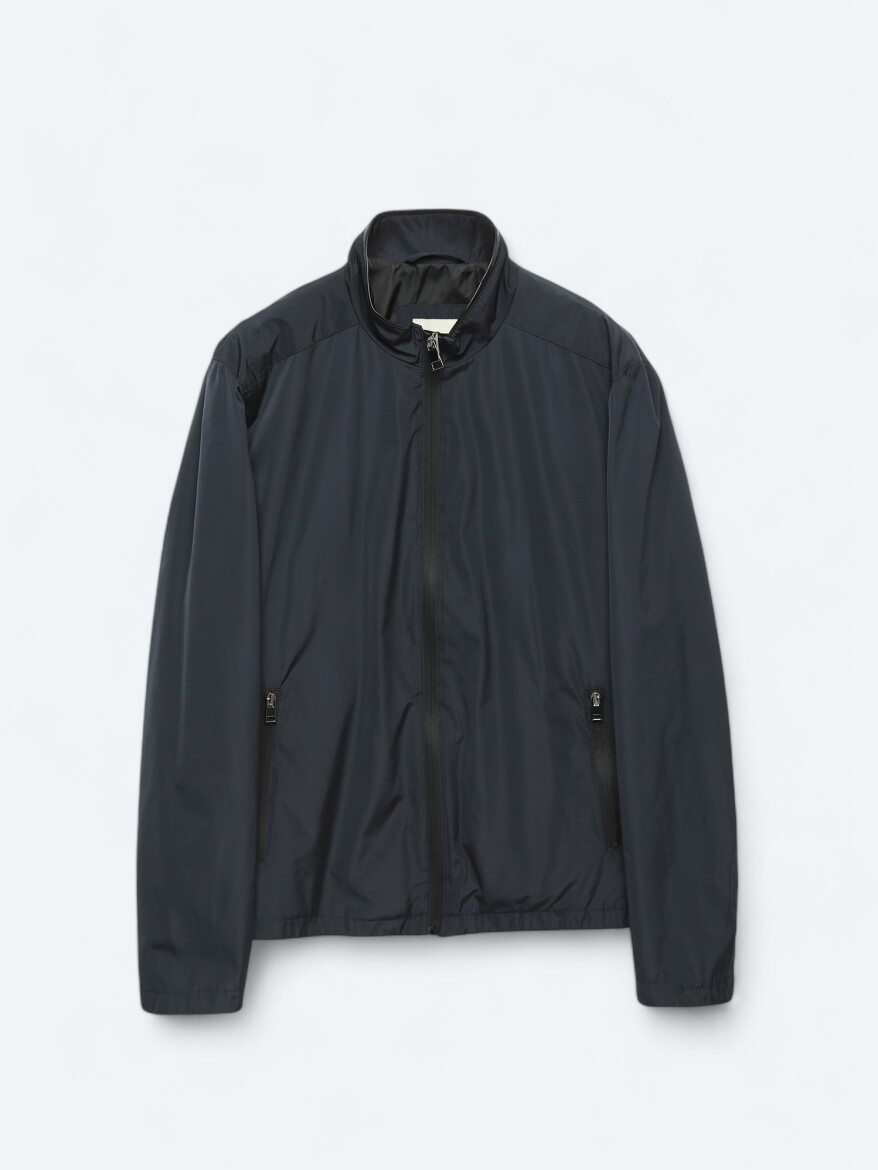 Lacivert Regular Fit Dik Yaka Casual Dokuma Mont 